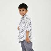 3-Piece Boys' Set – White Graphic Tee, Shirt & Pant Combo